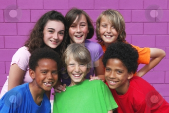 diverse mixed race group of kids
